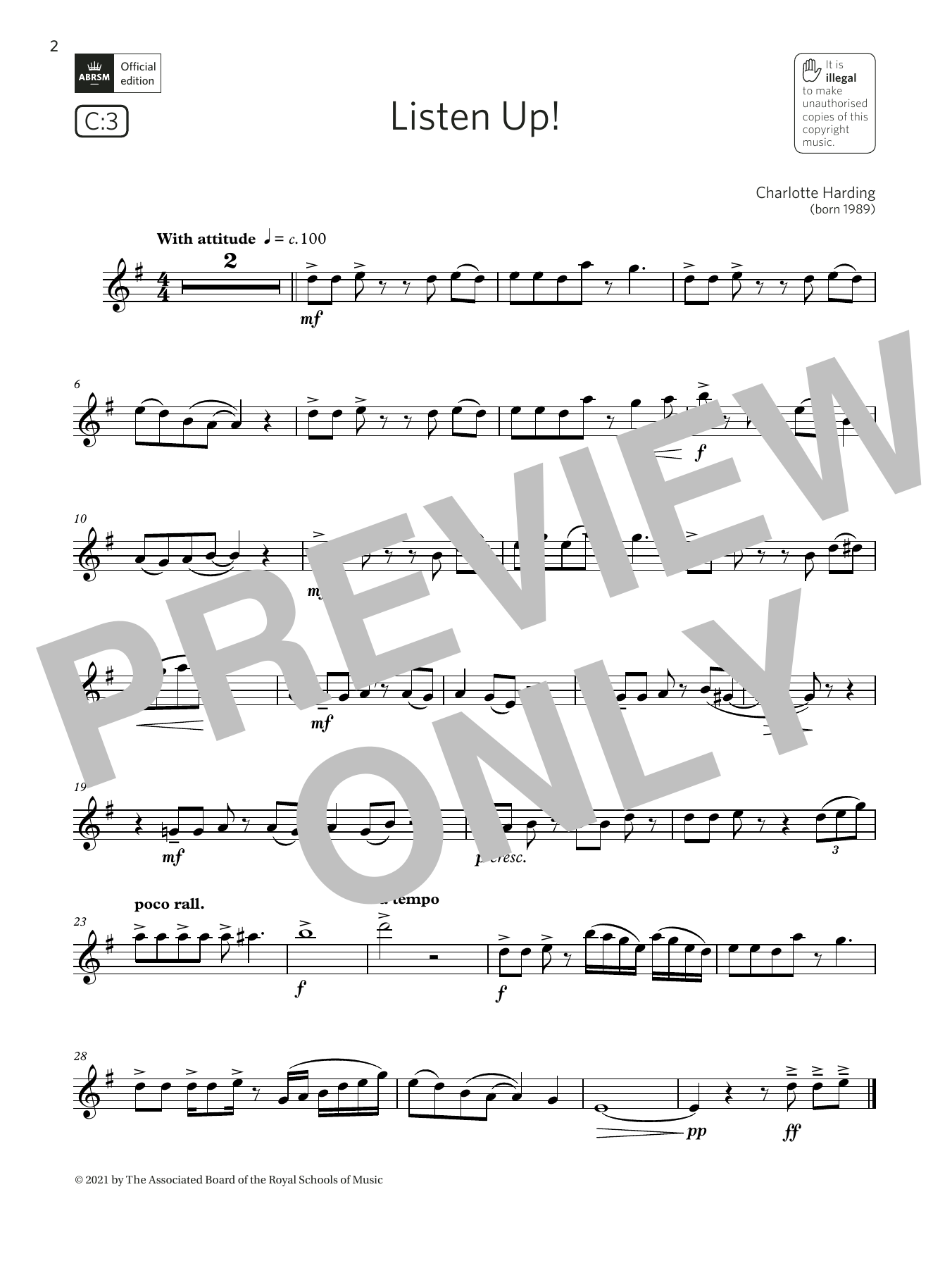 Charlotte Harding Listen Up! (Grade 3 List C3 from the ABRSM Saxophone syllabus from 2022) Sheet Music Notes & Chords for Alto Sax Solo - Download or Print PDF