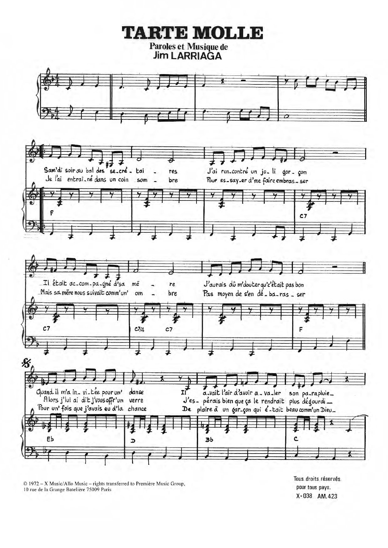 Charlotte Julian Tarte Molle Sheet Music Notes & Chords for Piano & Vocal - Download or Print PDF