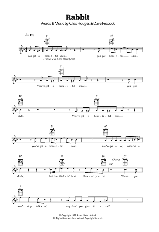 Chas & Dave Rabbit Sheet Music Notes & Chords for Ukulele - Download or Print PDF