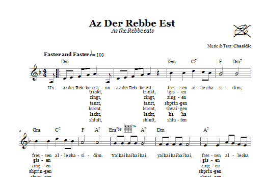 Chasidic Az Der Rebbe Est (As The Rebbe Eats) Sheet Music Notes & Chords for Melody Line, Lyrics & Chords - Download or Print PDF