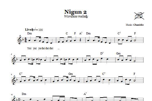 Chasidic Nigun 2 (Wordless Melody) Sheet Music Notes & Chords for Melody Line, Lyrics & Chords - Download or Print PDF