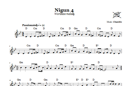 Chasidic Nigun 4 (Wordless Melody) Sheet Music Notes & Chords for Melody Line, Lyrics & Chords - Download or Print PDF