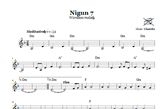 Chasidic Nigun 7 (Wordless Melody) Sheet Music Notes & Chords for Melody Line, Lyrics & Chords - Download or Print PDF