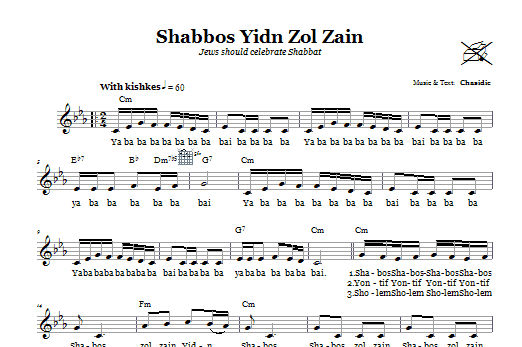 Chasidic Shabbos Yidn Zol Zain (Jews Should Celebrate Shabbos) Sheet Music Notes & Chords for Melody Line, Lyrics & Chords - Download or Print PDF