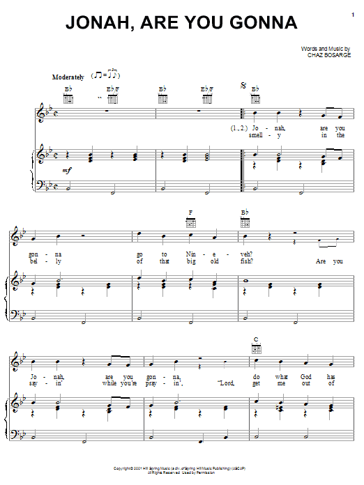 Chaz Bosarge Jonah, Are You Gonna Sheet Music Notes & Chords for Piano, Vocal & Guitar (Right-Hand Melody) - Download or Print PDF