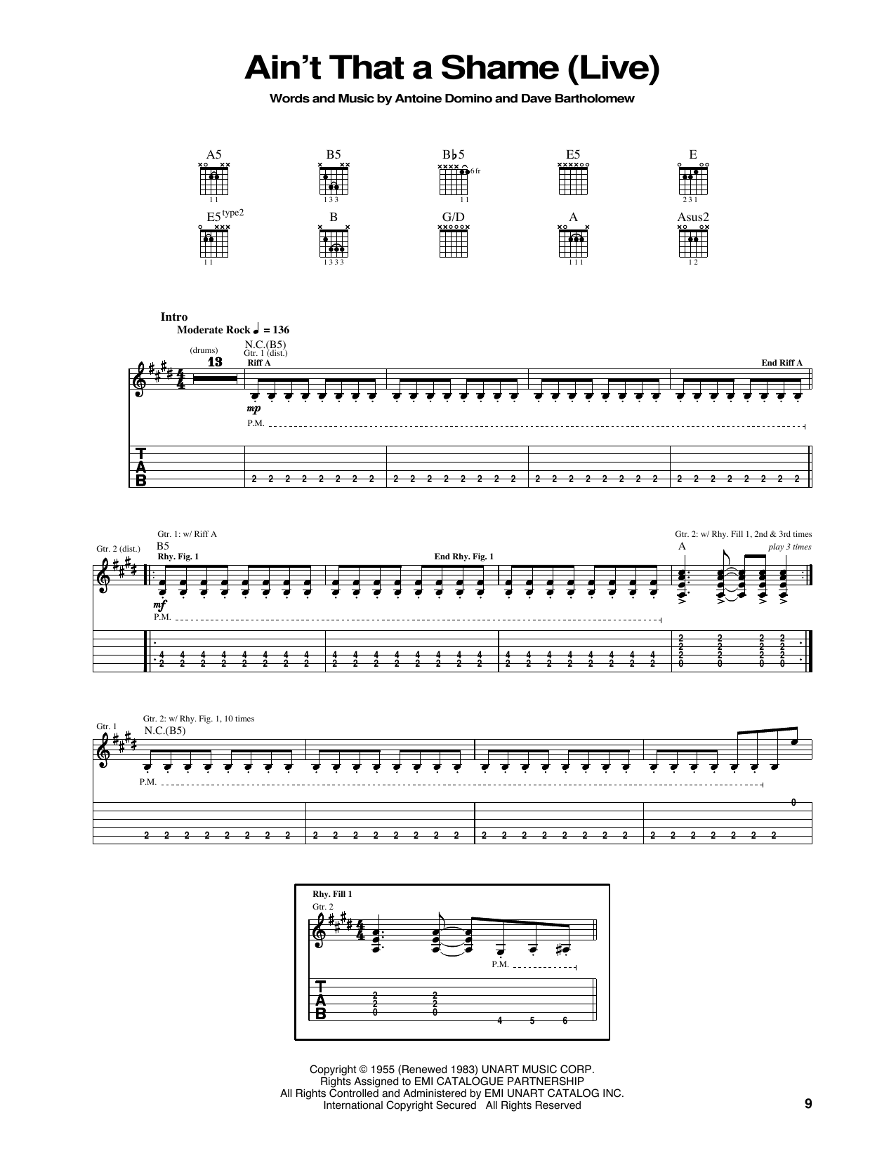 Cheap Trick Ain't That A Shame Sheet Music Notes & Chords for Guitar Tab - Download or Print PDF