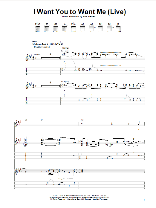 Cheap Trick I Want You To Want Me (Live) Sheet Music Notes & Chords for Guitar Tab - Download or Print PDF
