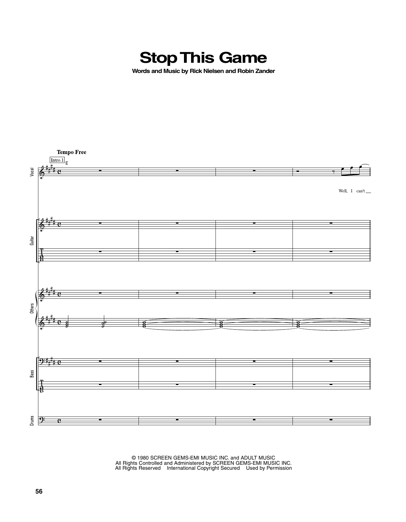 Cheap Trick Stop This Game Sheet Music Notes & Chords for Transcribed Score - Download or Print PDF