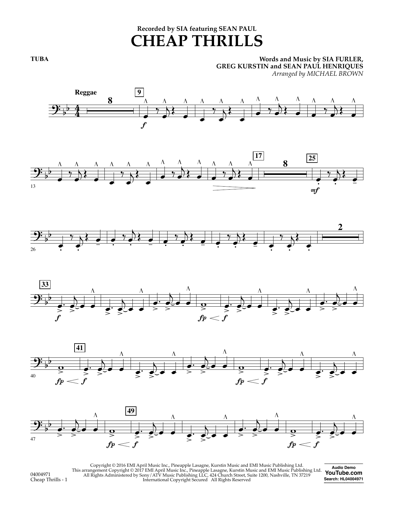 Michael Brown Cheap Thrills Tuba Sheet Music Download Pdf Score 361383
