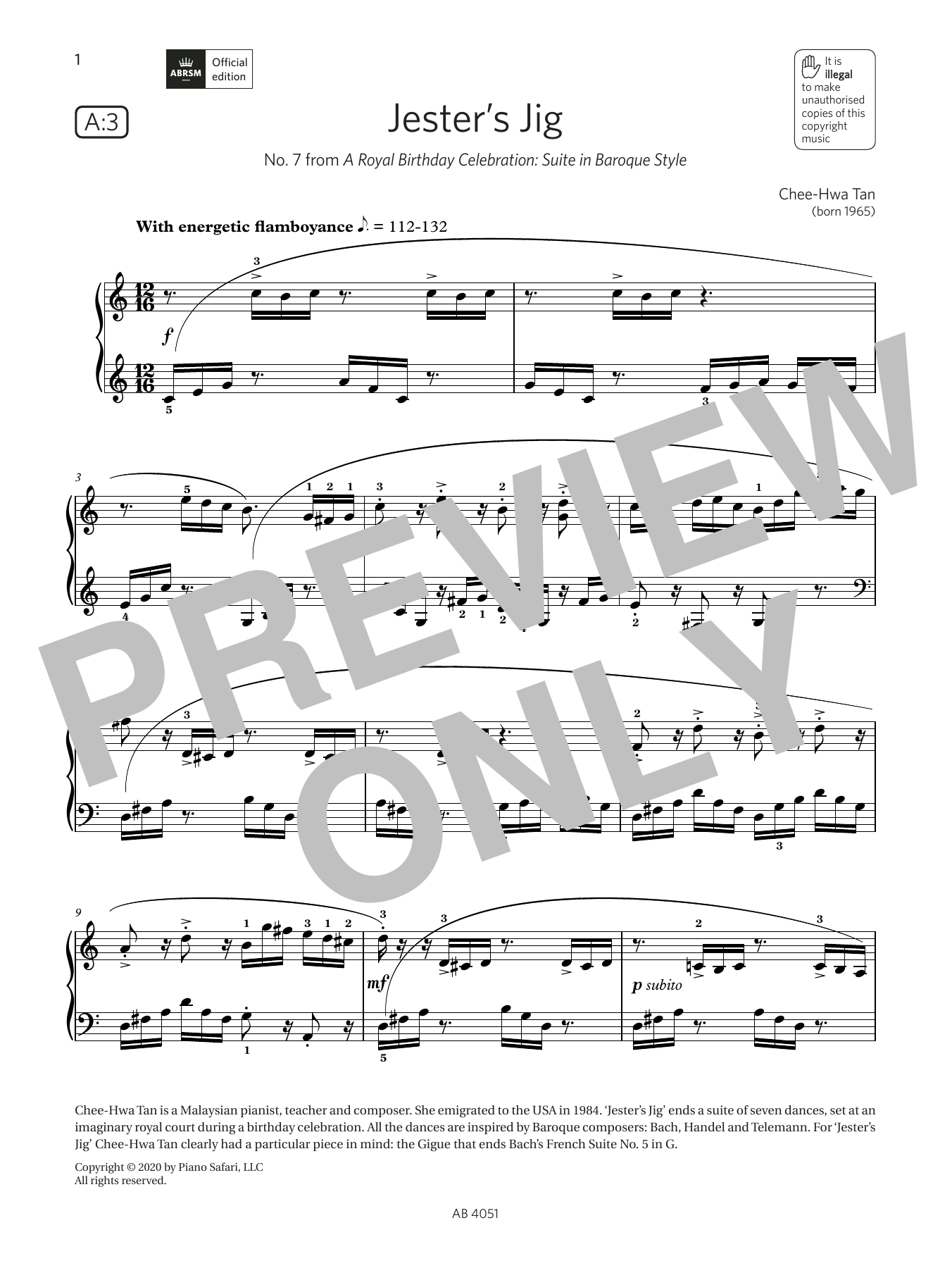 Chee-Hwa Tan Jester's Jig (Grade 5, list A3, from the ABRSM Piano Syllabus 2023 & 2024) Sheet Music Notes & Chords for Piano Solo - Download or Print PDF