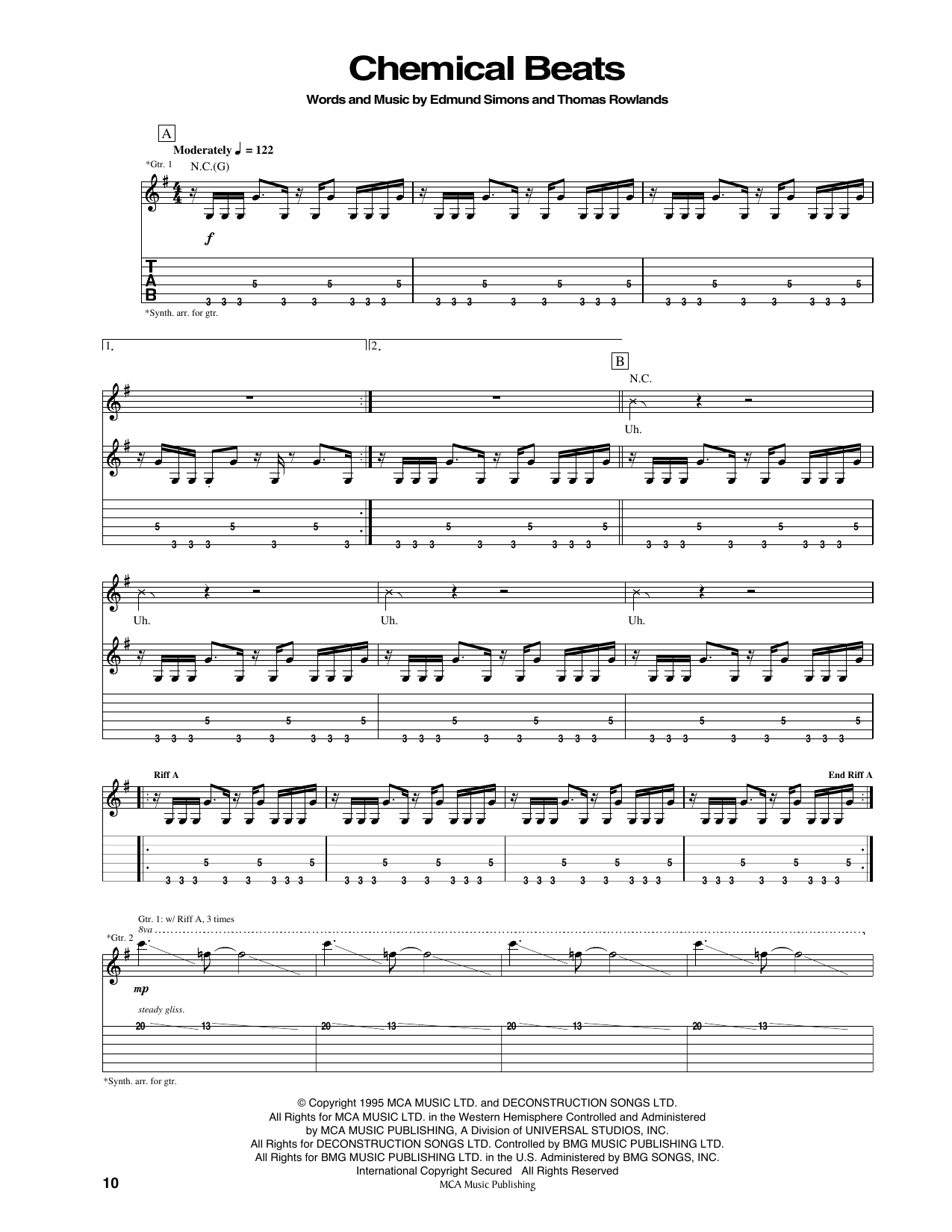 Chemical Brothers Chemical Beats Sheet Music Notes & Chords for Guitar Tab - Download or Print PDF
