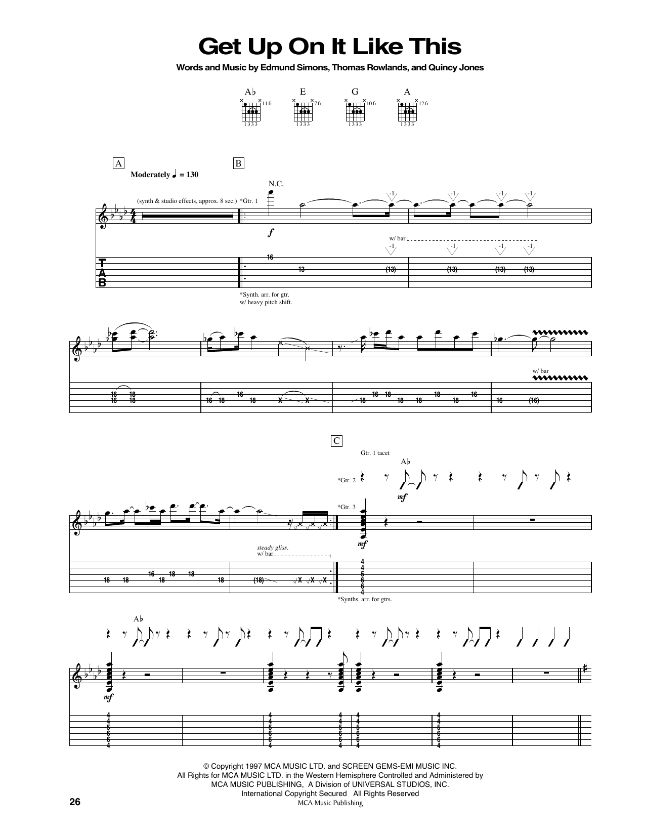 Chemical Brothers Get Up On It Like This Sheet Music Notes & Chords for Guitar Tab - Download or Print PDF