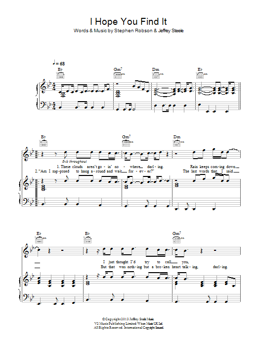 Cher I Hope You Find It Sheet Music Notes & Chords for Piano, Vocal & Guitar (Right-Hand Melody) - Download or Print PDF
