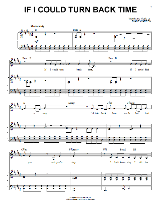 If I Could Turn Back Time sheet music