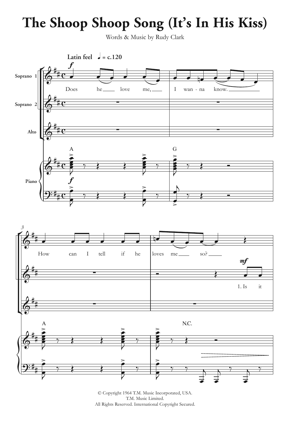 Cher The Shoop Shoop Song (It's In His Kiss) (arr. Berty Rice) Sheet Music Notes & Chords for Choir - Download or Print PDF