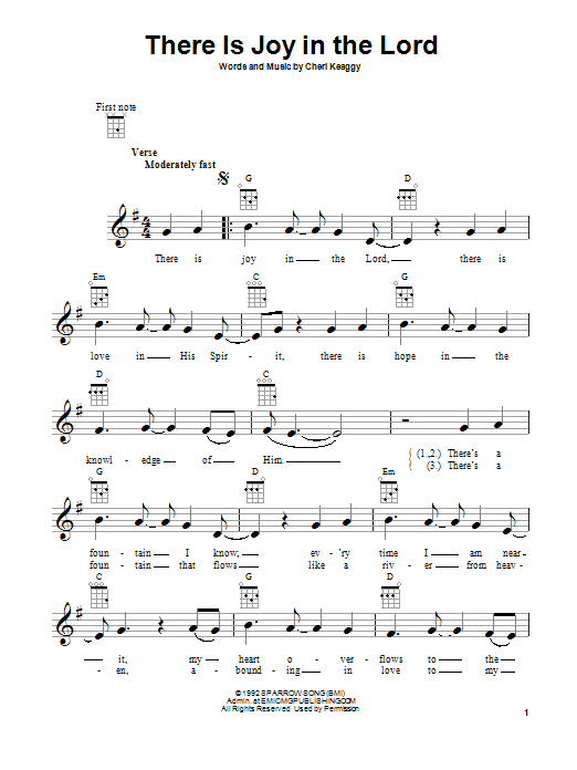 Cheri Keaggy There Is Joy In The Lord Sheet Music Notes & Chords for Ukulele - Download or Print PDF