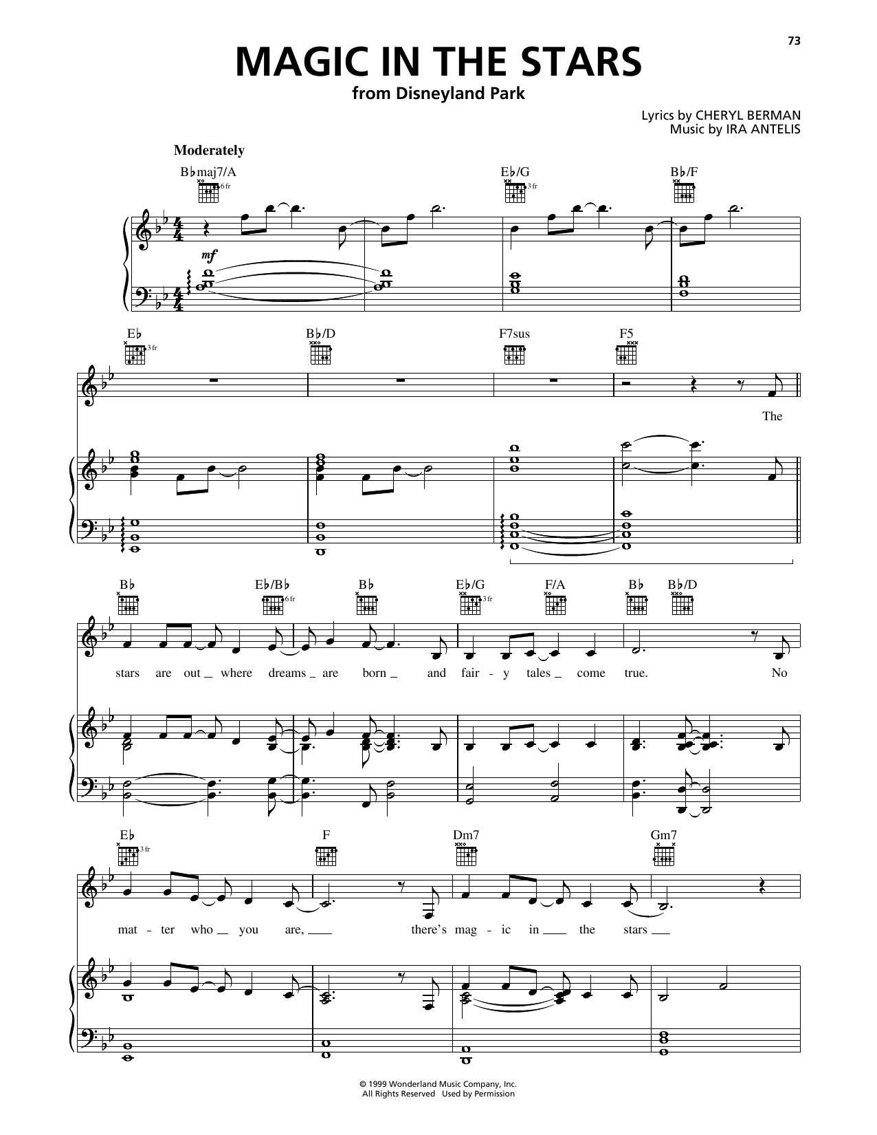 Cheryl Berman Believe...There's Magic In The Stars Sheet Music Notes & Chords for Piano, Vocal & Guitar Chords (Right-Hand Melody) - Download or Print PDF