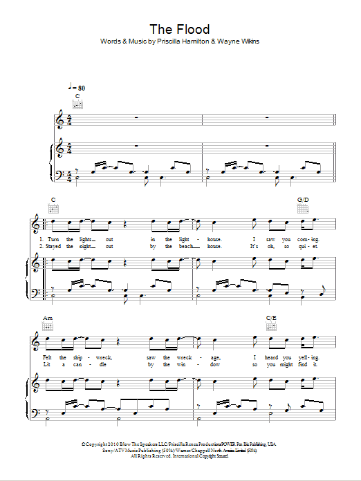 Cheryl Cole The Flood Sheet Music Notes & Chords for Piano, Vocal & Guitar (Right-Hand Melody) - Download or Print PDF