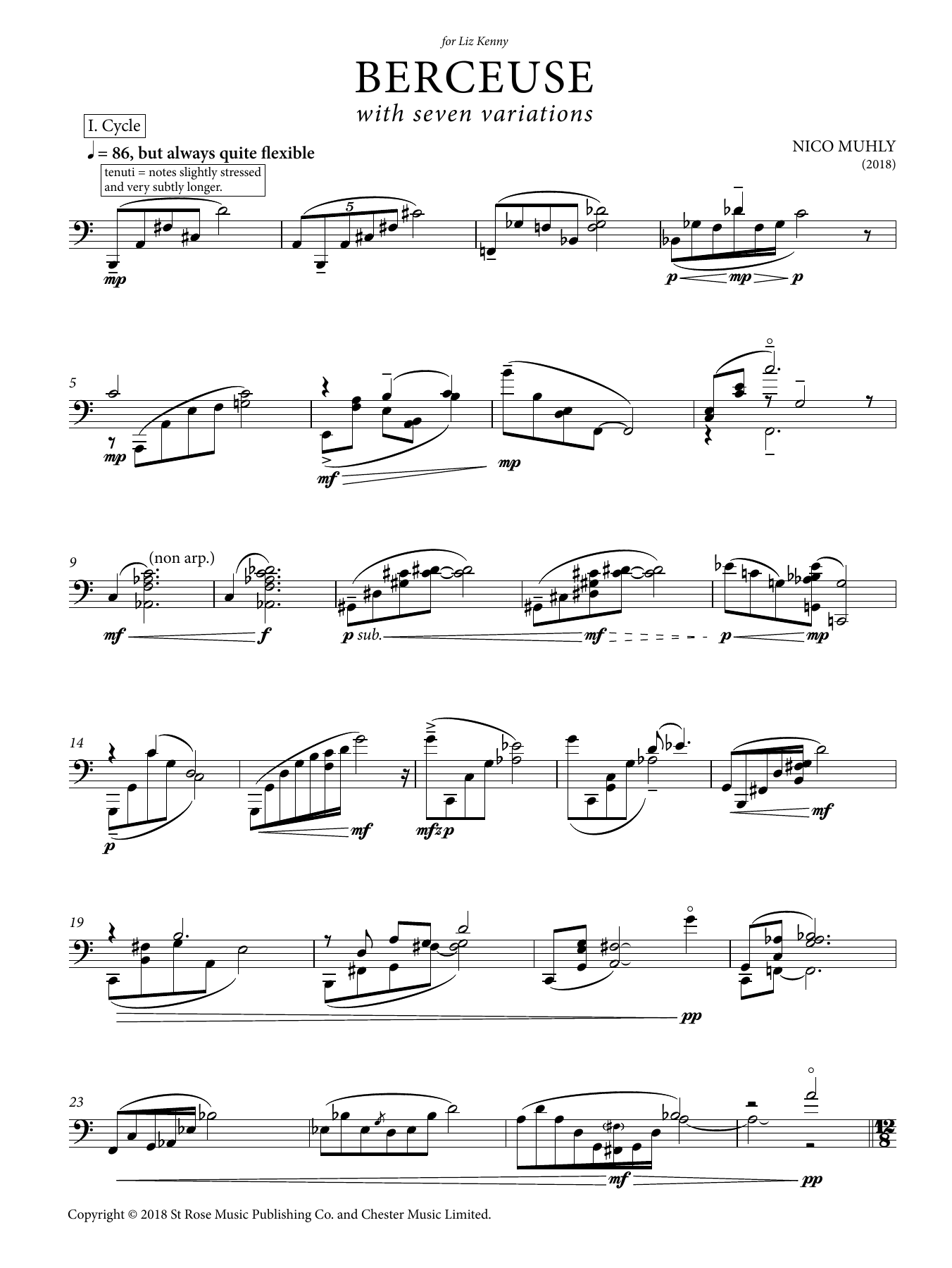 Cheryl Frances-Hoad Berceuse with seven variations Sheet Music Notes & Chords for Instrumental Solo - Download or Print PDF