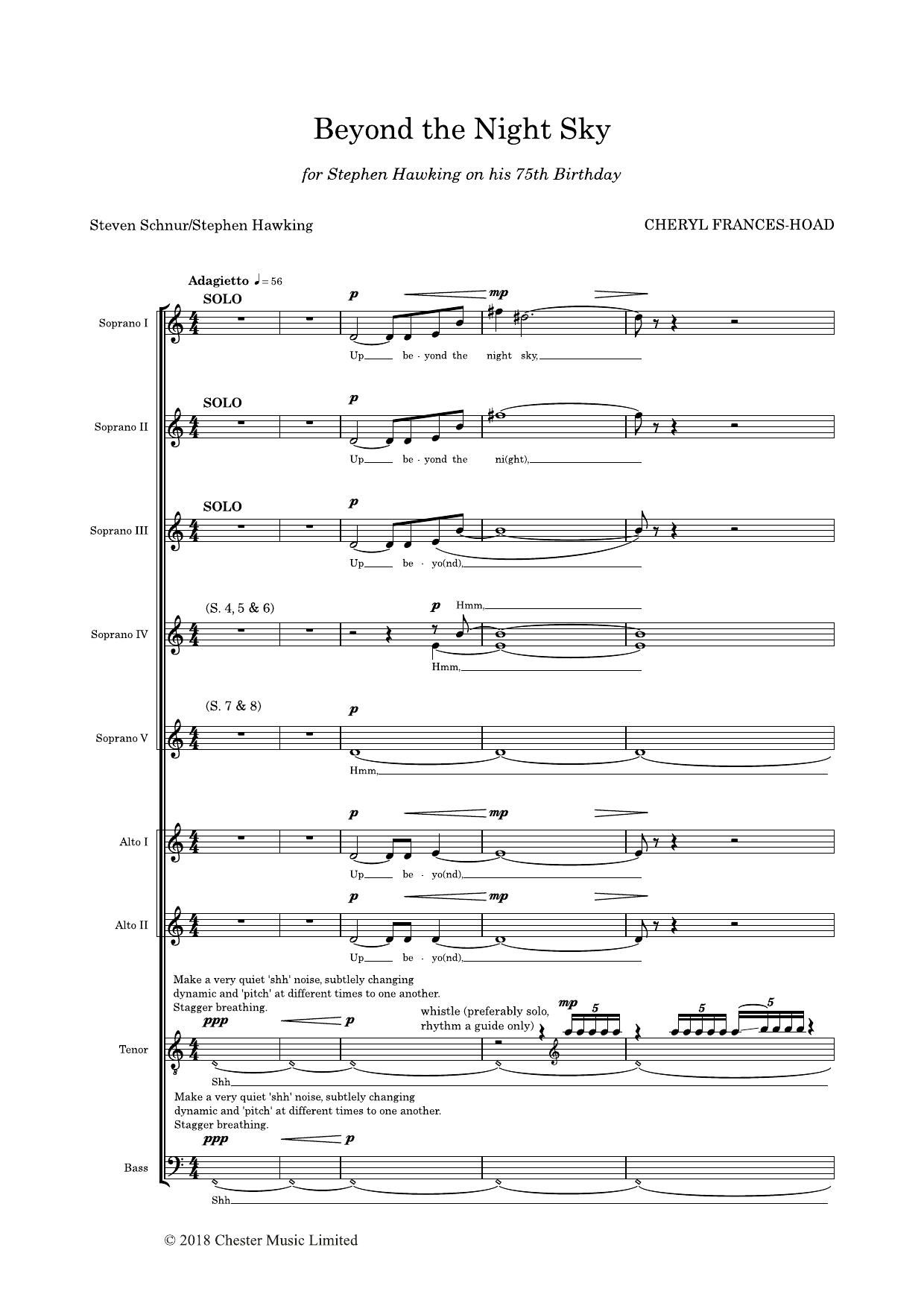 Cheryl Frances-Hoad Beyond The Night Sky Sheet Music Notes & Chords for SATB Choir - Download or Print PDF