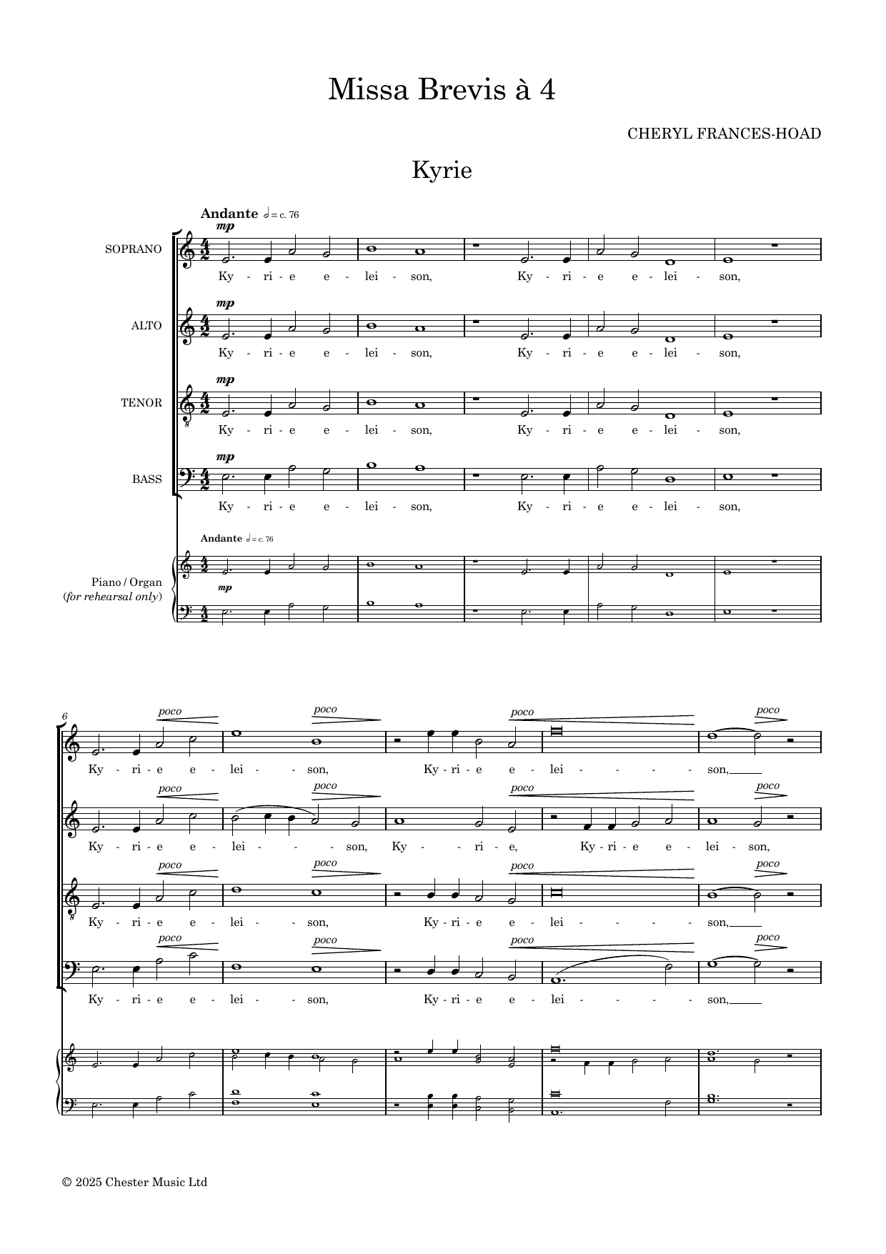 Cheryl Frances-Hoad Missa Brevis Sheet Music Notes & Chords for SATB Choir - Download or Print PDF