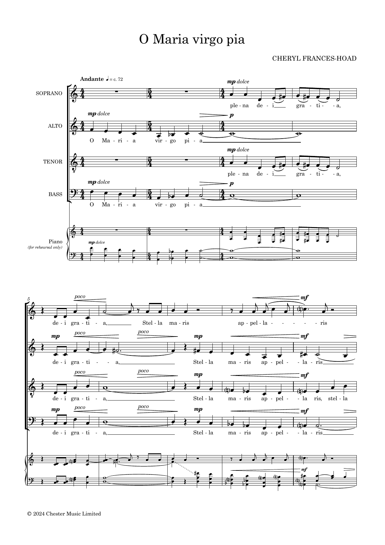 Cheryl Frances-Hoad O Maria virgo pia Sheet Music Notes & Chords for SATB Choir - Download or Print PDF Cheryl Frances-Hoad O Maria virgo pia Sheet Music Notes & Chords for SATB Choir - Download or Print PDF