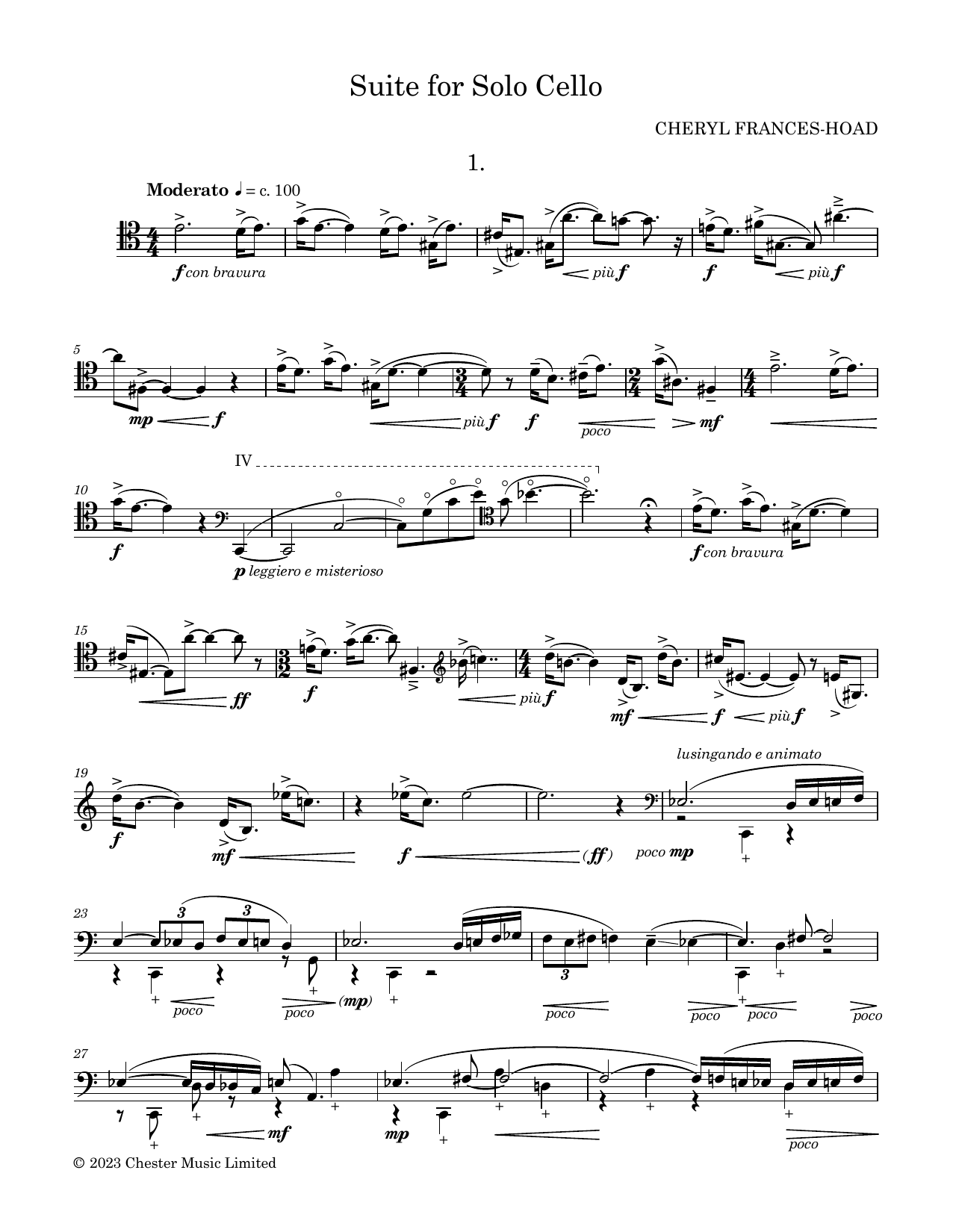 Cheryl Frances-Hoad Suite for Solo Cello Sheet Music Notes & Chords for Cello Solo - Download or Print PDF Cheryl Frances-Hoad Suite for Solo Cello Sheet Music Notes & Chords for Cello Solo - Download or Print PDF