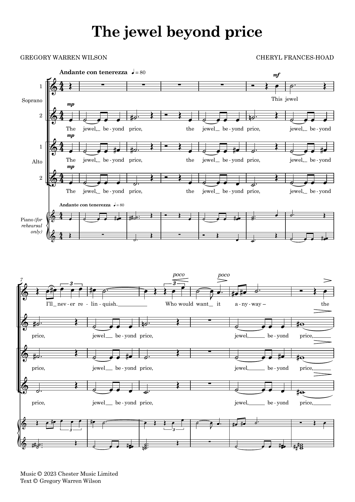 Cheryl Frances-Hoad The Jewel Beyond Price Sheet Music Notes & Chords for SSAA Choir - Download or Print PDF