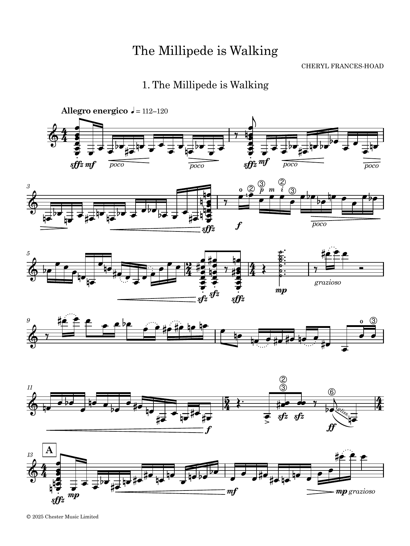 Cheryl Frances-Hoad The Millipede is Walking Sheet Music Notes & Chords for Solo Guitar - Download or Print PDF