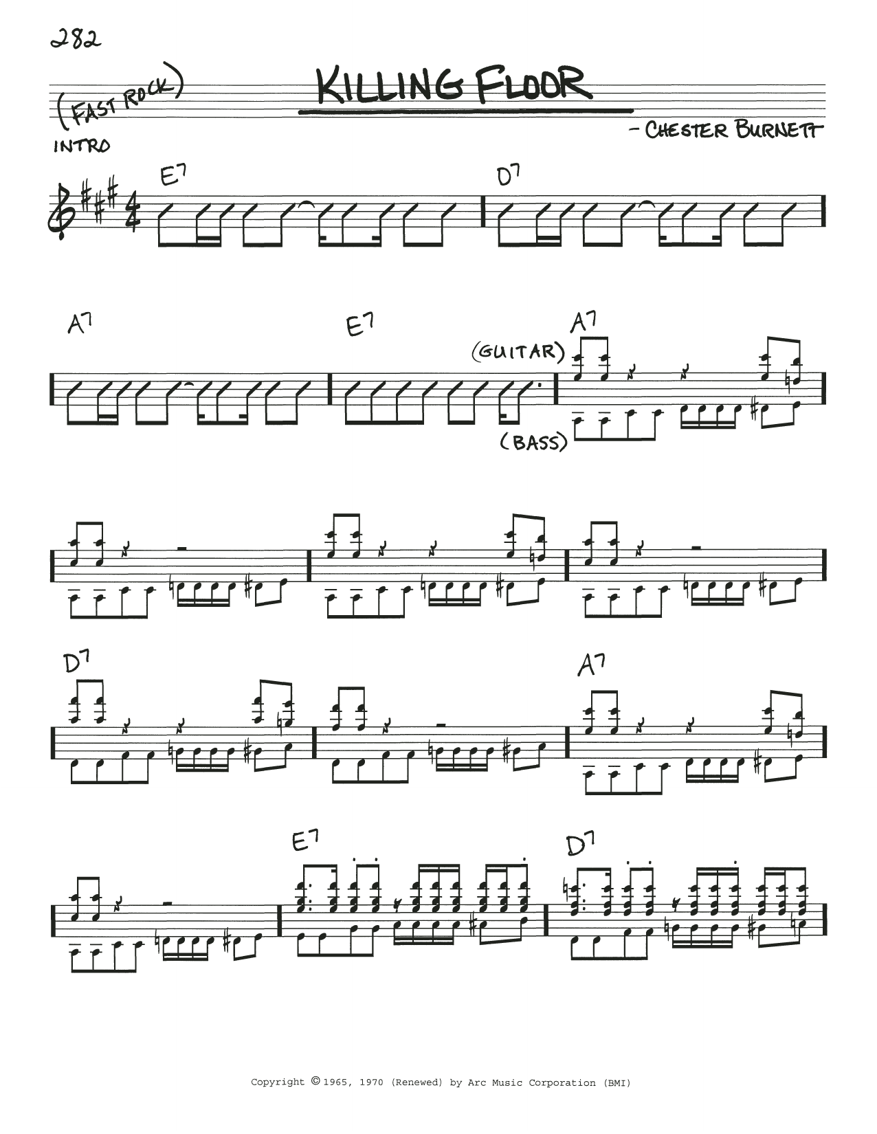 Chester Burnett Killing Floor Sheet Music Notes & Chords for Real Book – Melody, Lyrics & Chords - Download or Print PDF