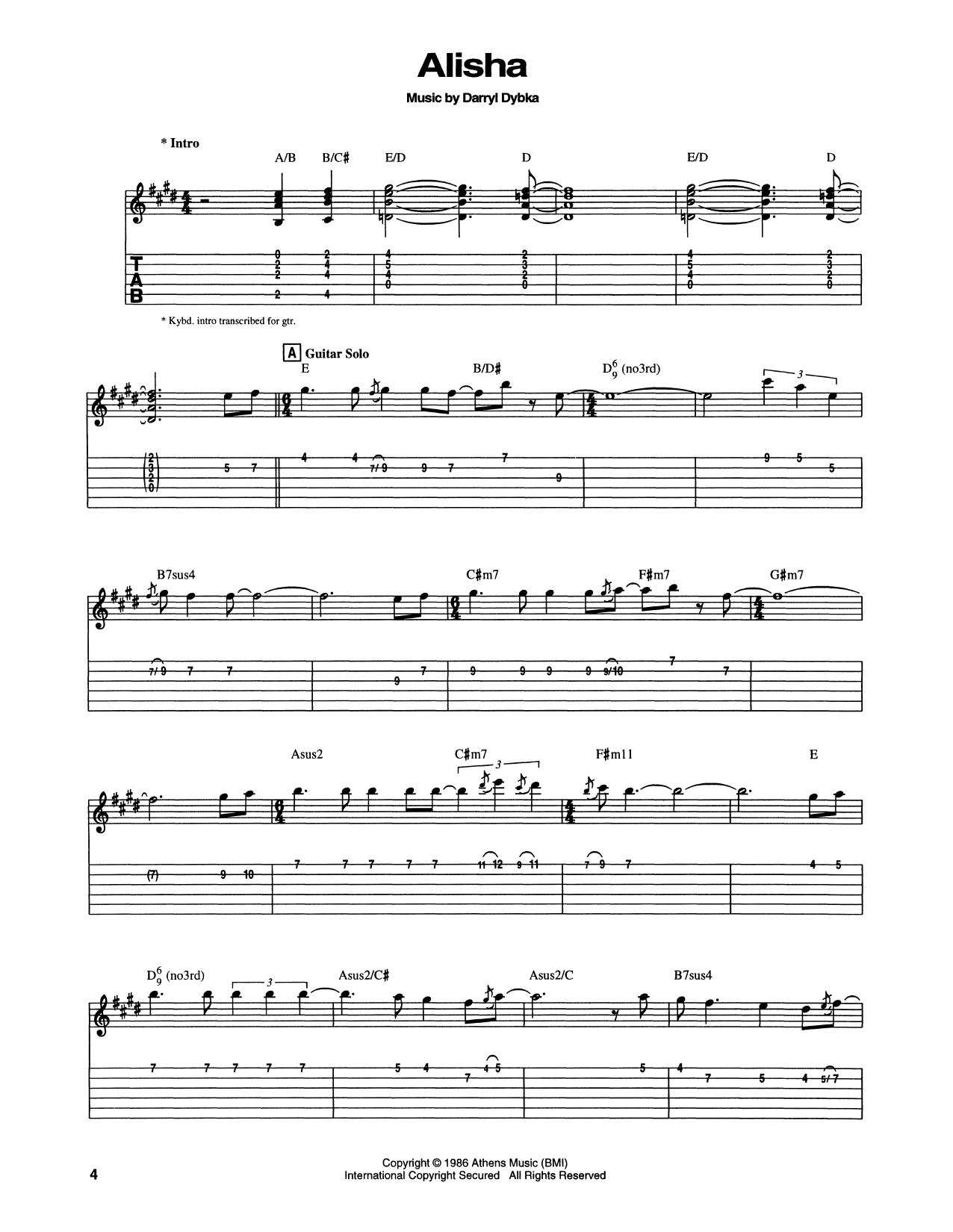 Chet Atkins Alisha Sheet Music Notes & Chords for Guitar Tab - Download or Print PDF