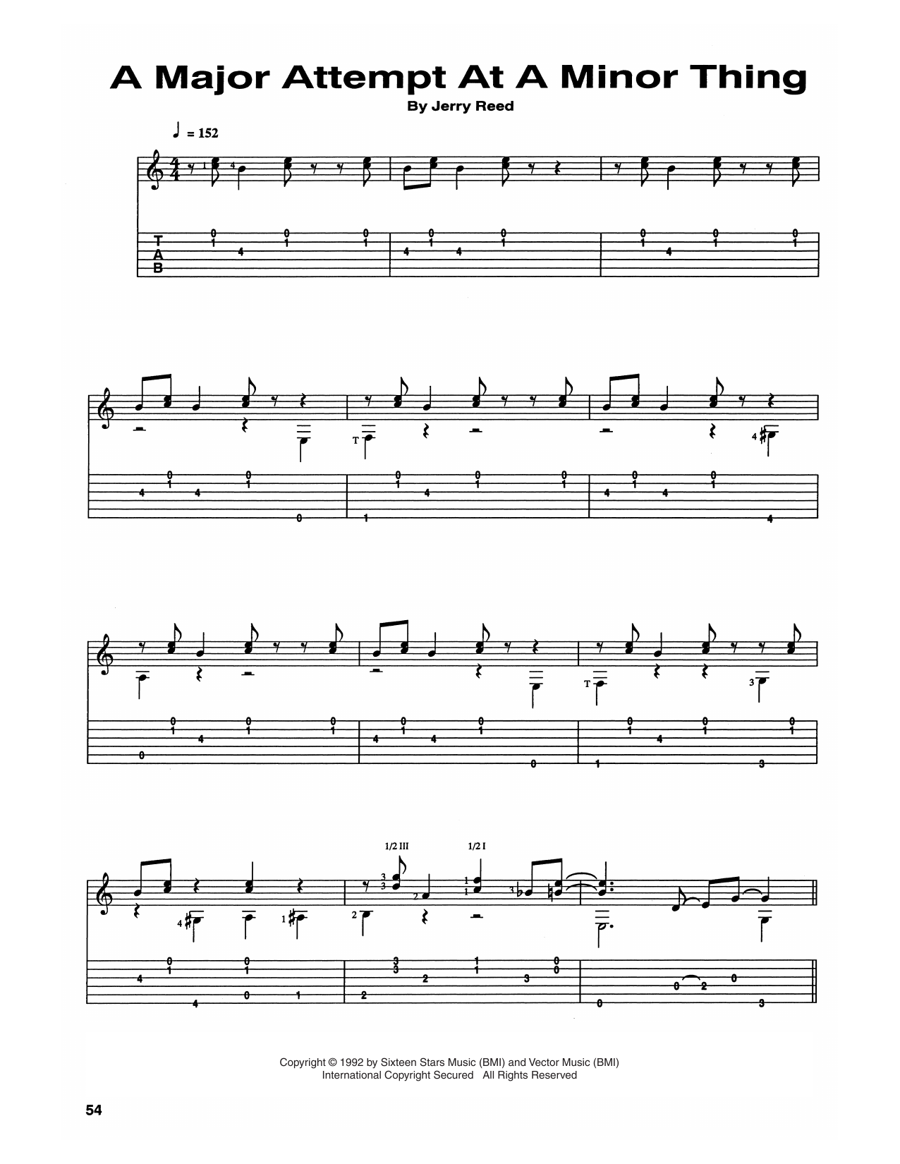 Chet Atkins and Jerry Reed A Major Attempt At A Minor Thing Sheet Music Notes & Chords for Guitar Tab - Download or Print PDF