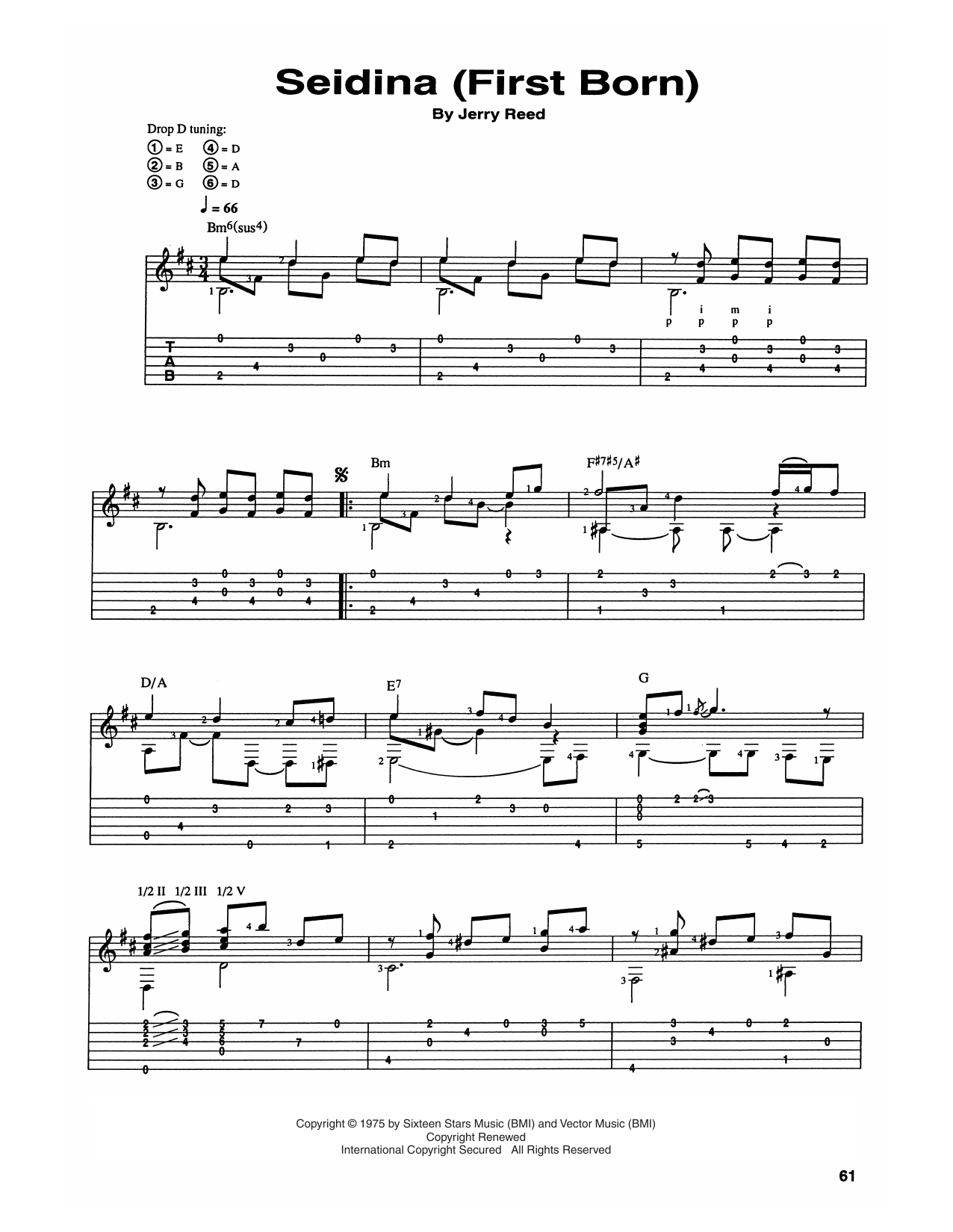 Chet Atkins and Jerry Reed Seidina (First Born) Sheet Music Notes & Chords for Guitar Tab - Download or Print PDF