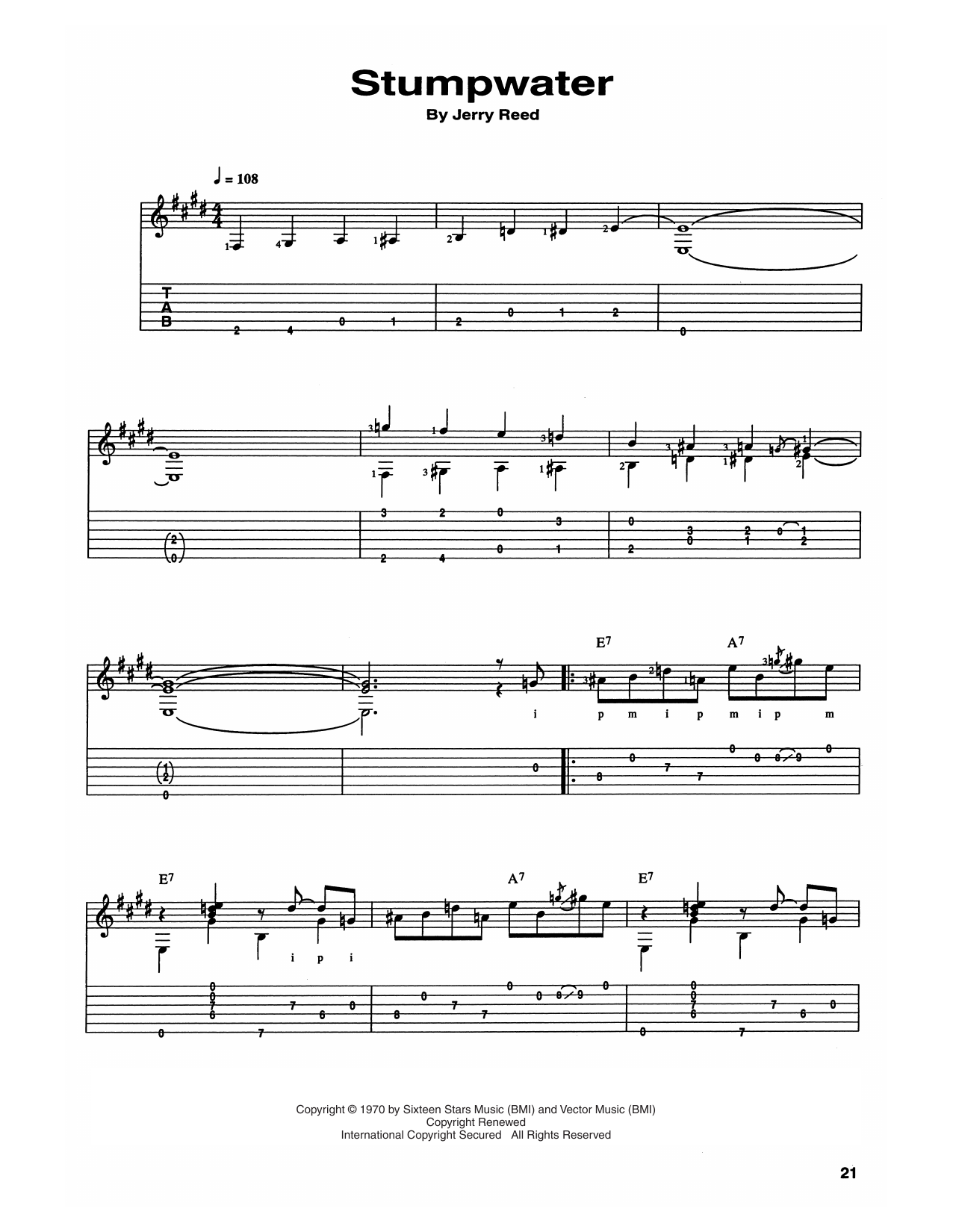 Chet Atkins and Jerry Reed Stump Water Sheet Music Notes & Chords for Guitar Tab - Download or Print PDF