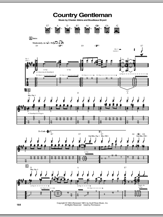 Chet Atkins Country Gentleman Sheet Music Notes & Chords for Guitar Tab Play-Along - Download or Print PDF