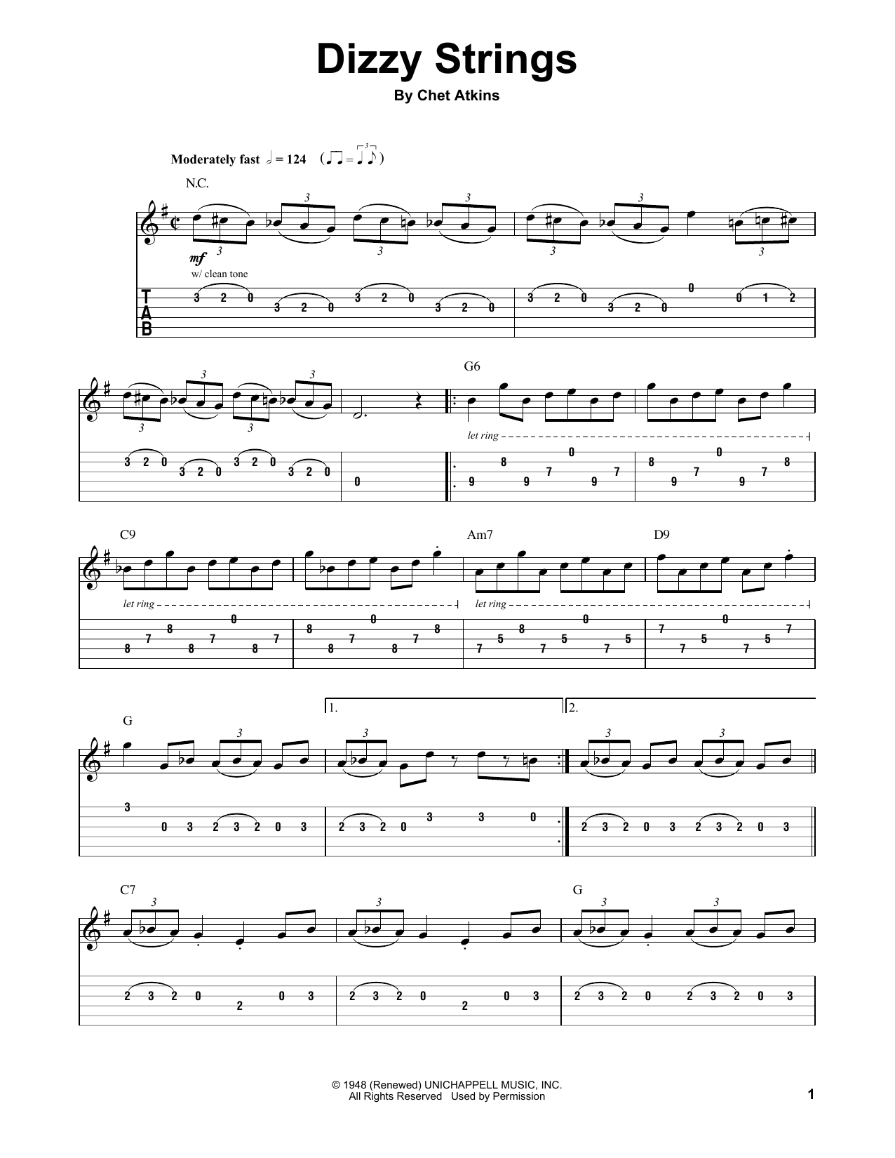 Chet Atkins Dizzy Strings Sheet Music Notes & Chords for Guitar Tab Play-Along - Download or Print PDF
