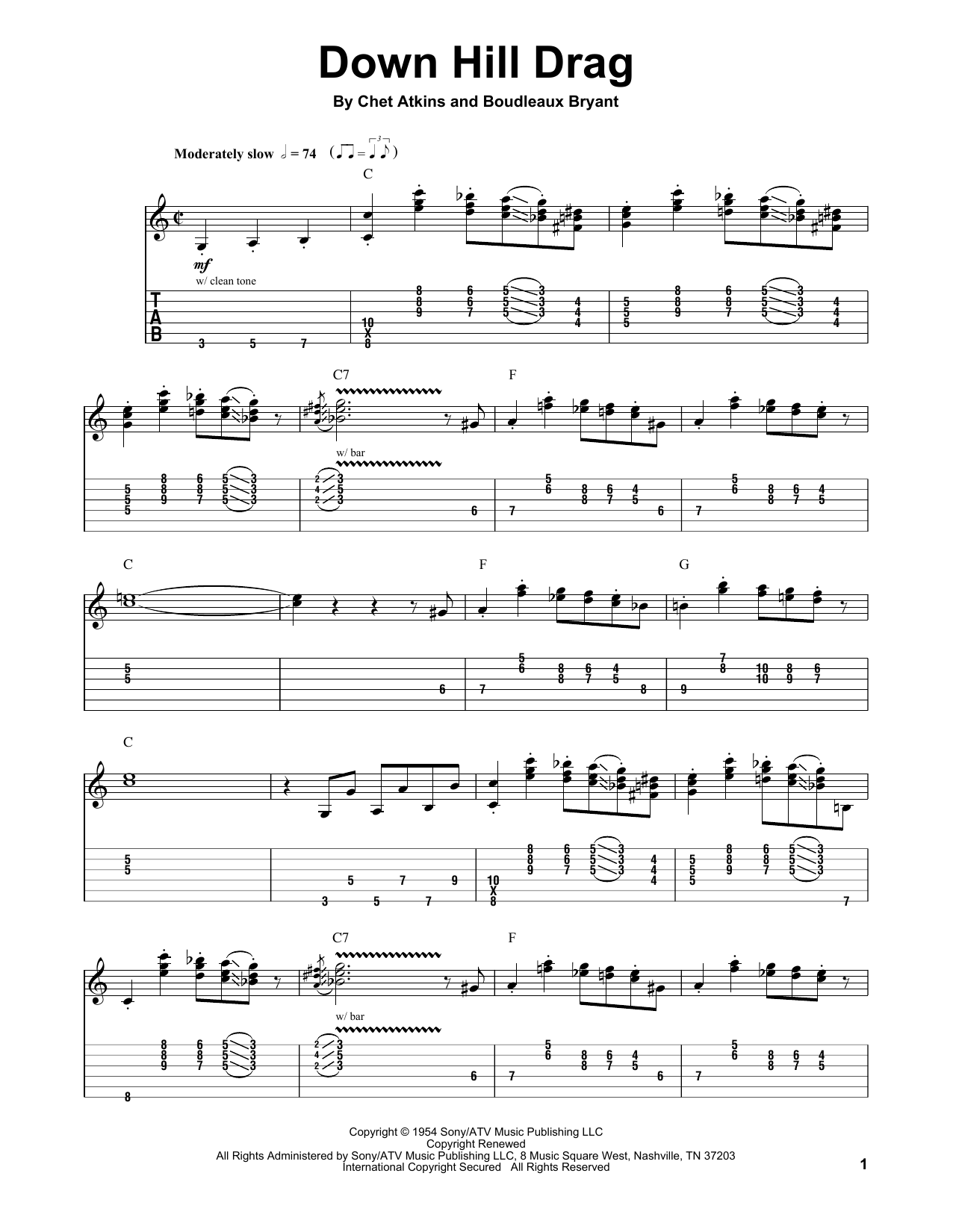 Chet Atkins Down Hill Drag Sheet Music Notes & Chords for Guitar Tab Play-Along - Download or Print PDF