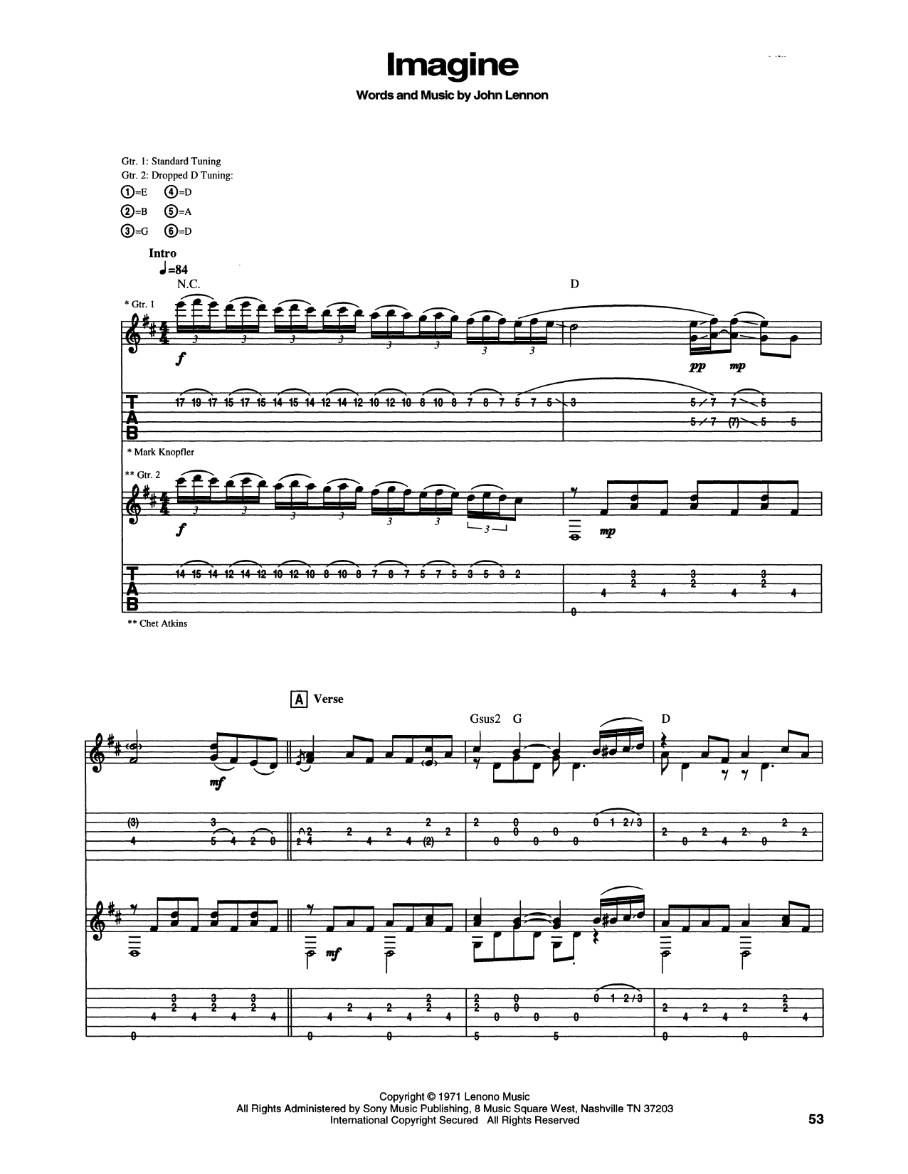 Chet Atkins Imagine Sheet Music Notes & Chords for Guitar Tab - Download or Print PDF