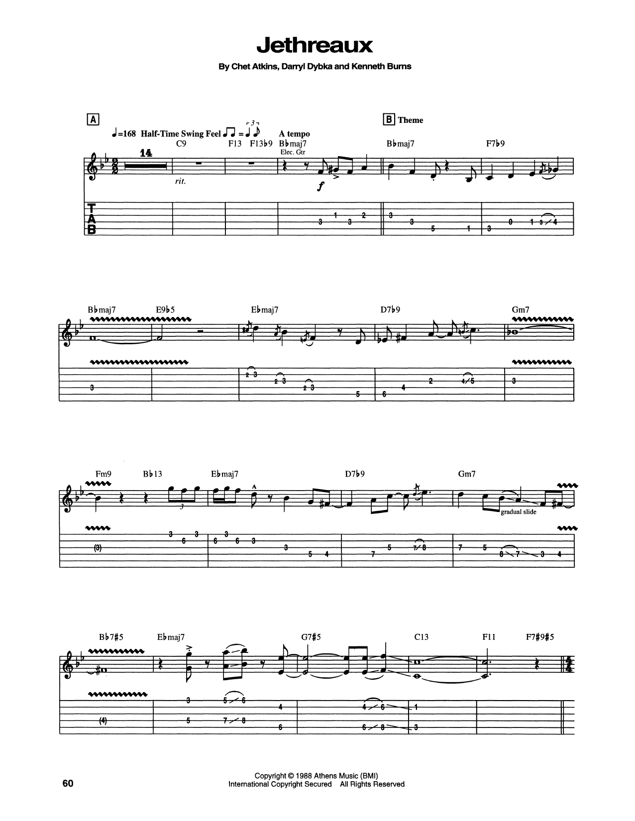 Chet Atkins Jethreaux Sheet Music Notes & Chords for Guitar Tab - Download or Print PDF