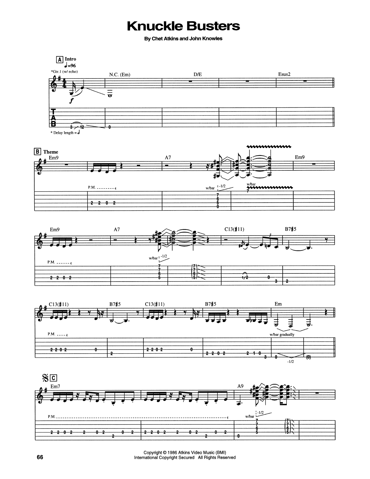 Chet Atkins Knucklebuster Sheet Music Notes & Chords for Guitar Tab - Download or Print PDF