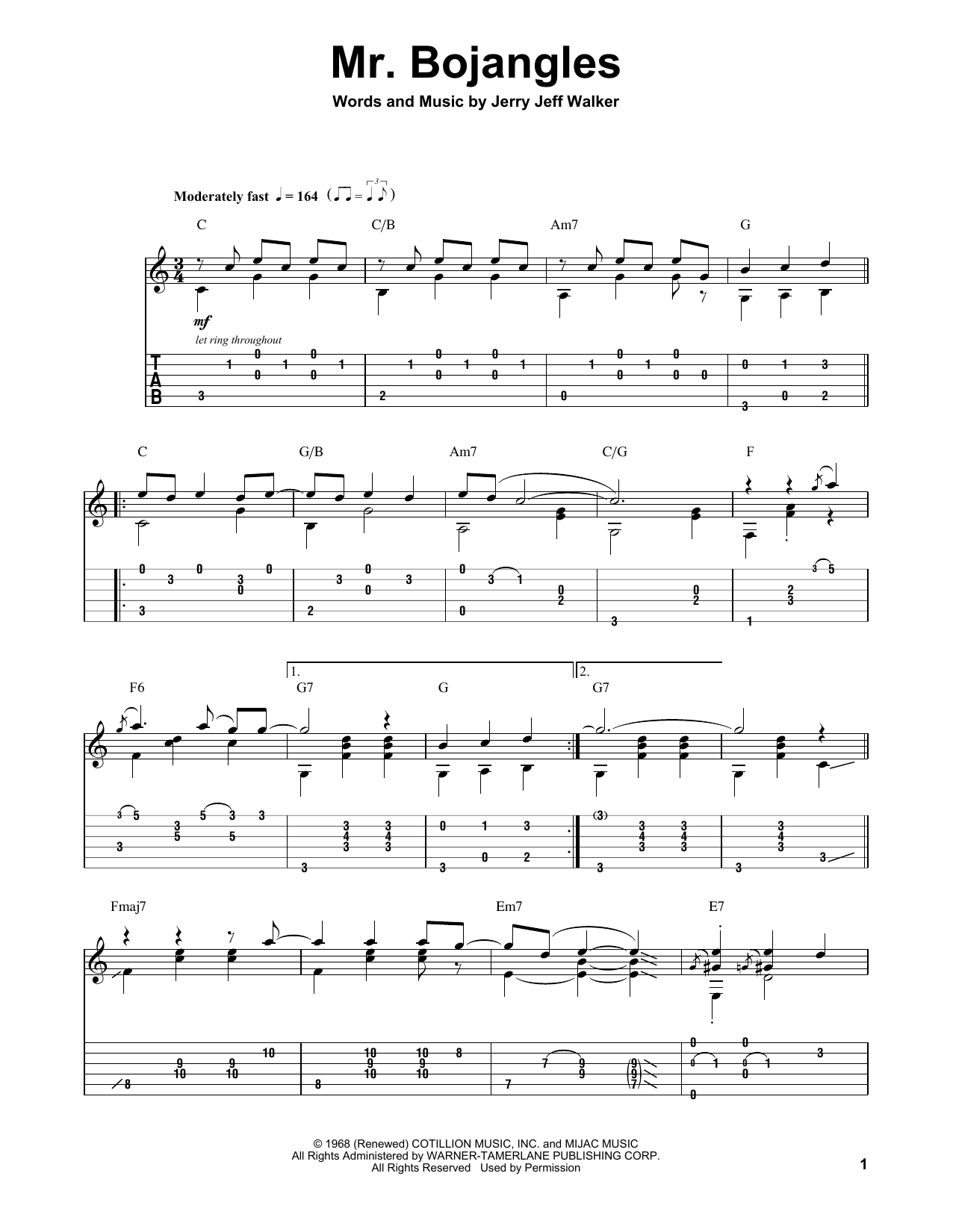 Chet Atkins Mr. Bojangles Sheet Music Notes & Chords for Guitar Tab Play-Along - Download or Print PDF