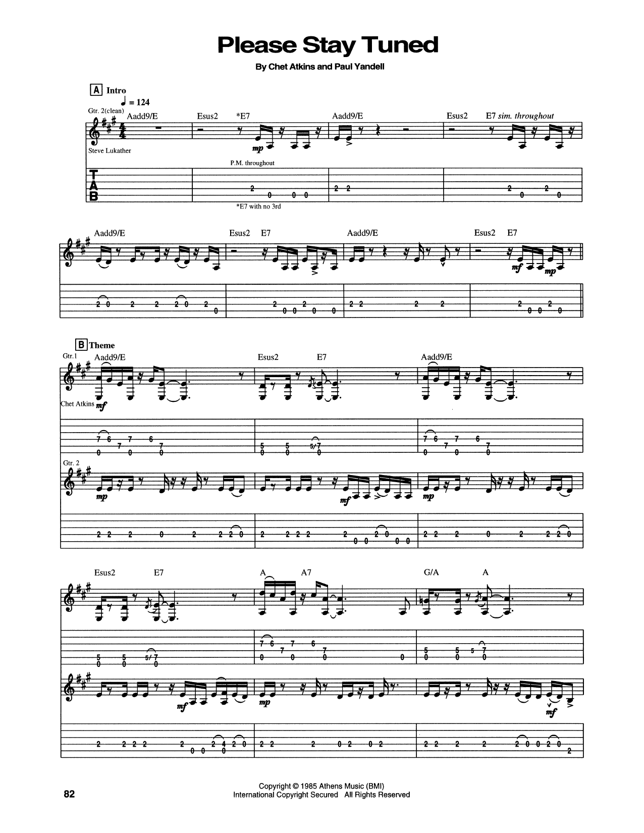 Chet Atkins Please Stay Tuned Sheet Music Notes & Chords for Guitar Tab - Download or Print PDF