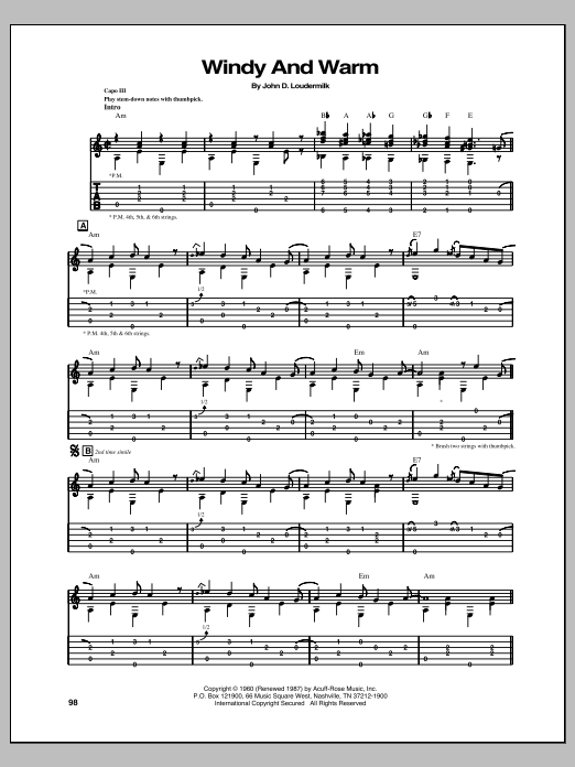 Chet Atkins Windy And Warm Sheet Music Notes & Chords for Guitar Tab - Download or Print PDF