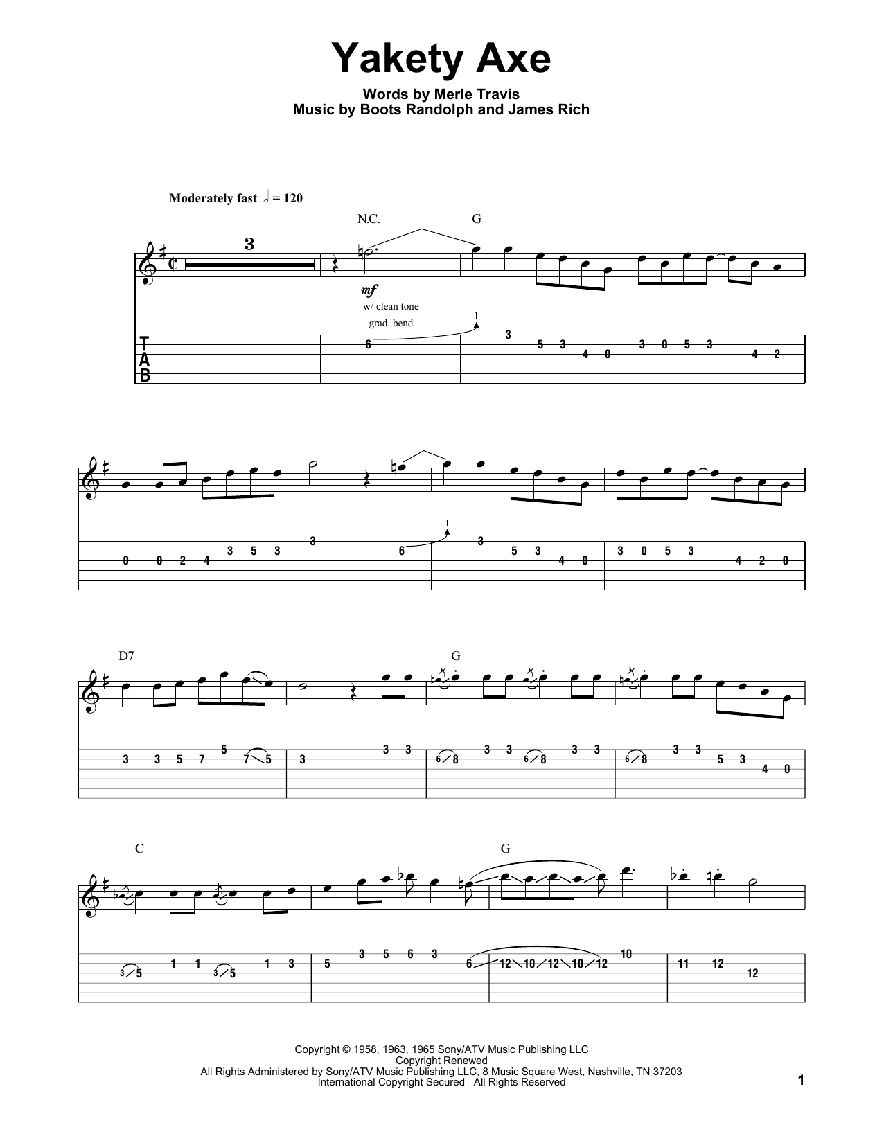 Chet Atkins Yakety Axe Sheet Music Notes & Chords for Guitar Tab Play-Along - Download or Print PDF
