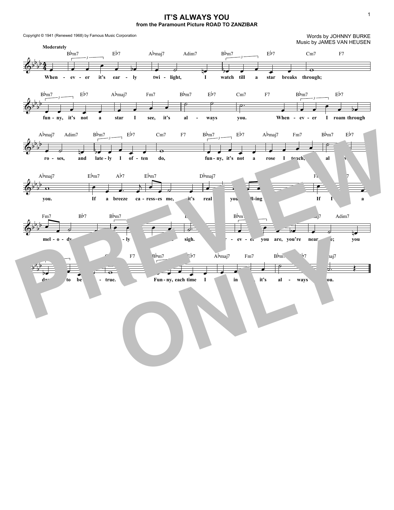 Chet Baker It's Always You Sheet Music Notes & Chords for Lead Sheet / Fake Book - Download or Print PDF