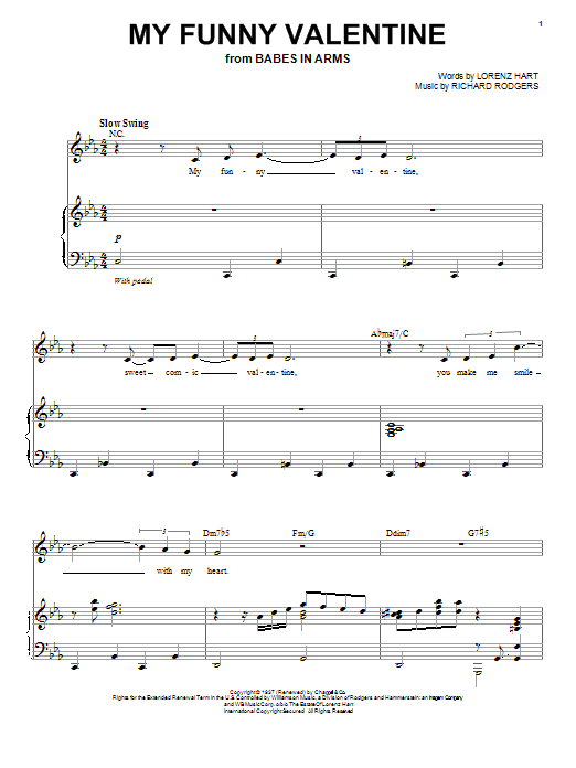 Chet Baker My Funny Valentine Sheet Music Notes & Chords for Piano & Vocal - Download or Print PDF