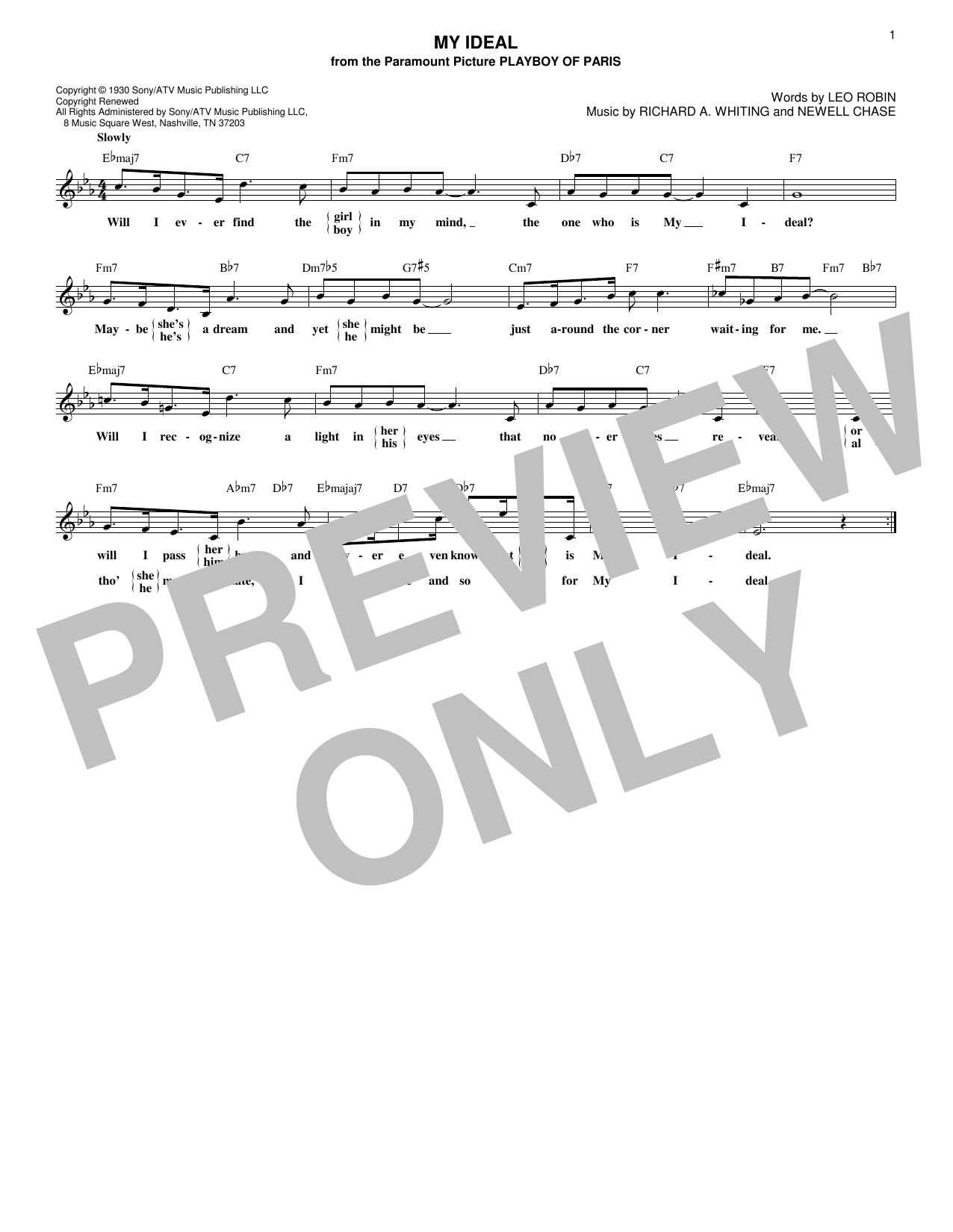 Chet Baker My Ideal Sheet Music Notes & Chords for Lead Sheet / Fake Book - Download or Print PDF