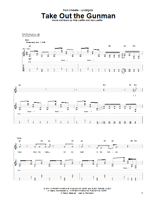 Chevelle Take Out The Gunman Sheet Music Notes & Chords for Guitar Tab - Download or Print PDF