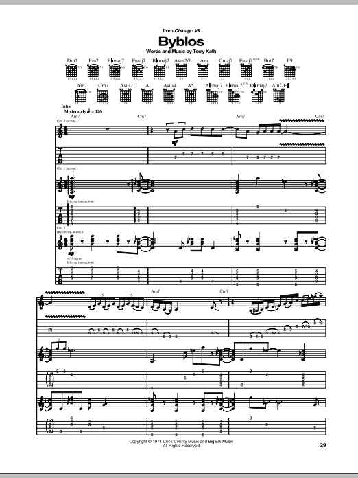 Chicago Byblos Sheet Music Notes & Chords for Guitar Tab - Download or Print PDF