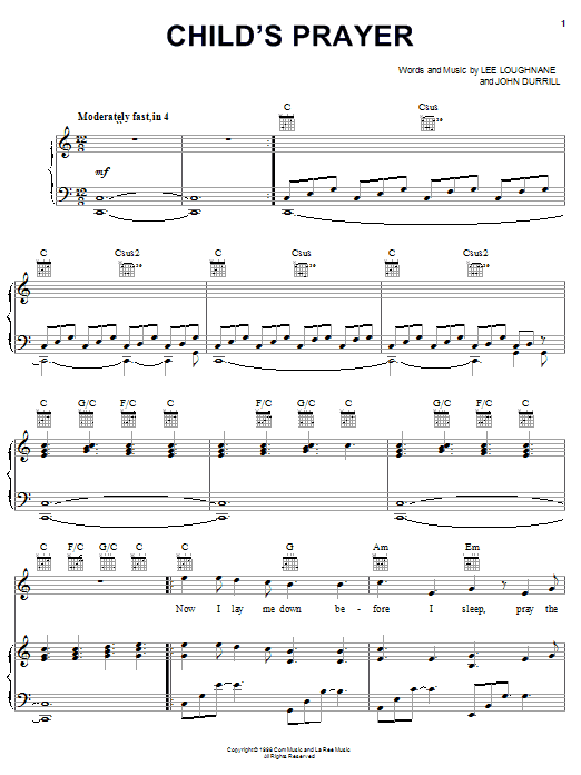 Chicago Child's Prayer Sheet Music Notes & Chords for Piano, Vocal & Guitar (Right-Hand Melody) - Download or Print PDF Chicago Child's Prayer Sheet Music Notes & Chords for Piano, Vocal & Guitar (Right-Hand Melody) - Download or Print PDF